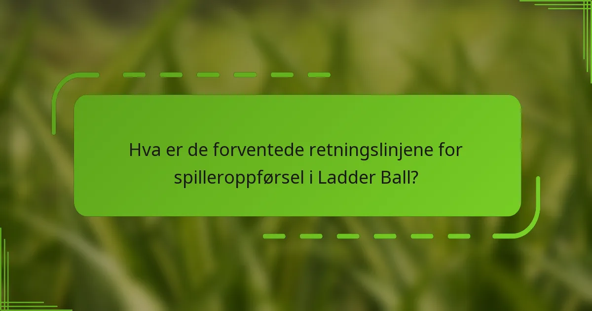 Hva er de forventede retningslinjene for spilleroppførsel i Ladder Ball?