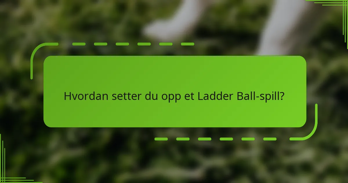 Hvordan setter du opp et Ladder Ball-spill?